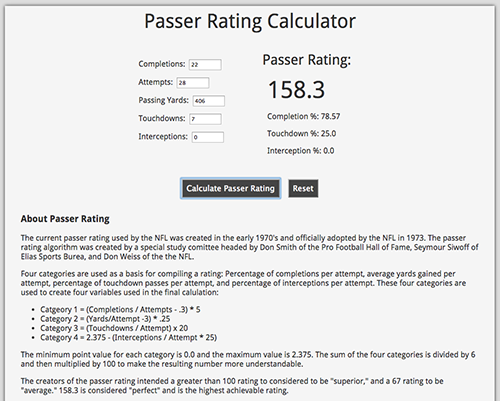 Passer Rating Calculator image